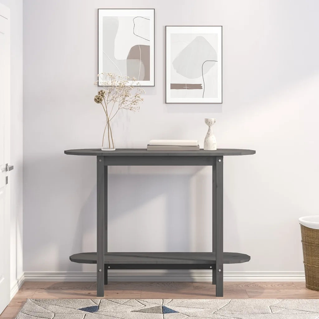 Tavolo Consolle Grigio 110x40x80 cm in Legno Massello di Pino 822299