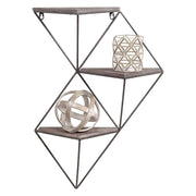 Caccuri, Mensola 3 Ripiani, 45x13x34h cm Marrone Noce