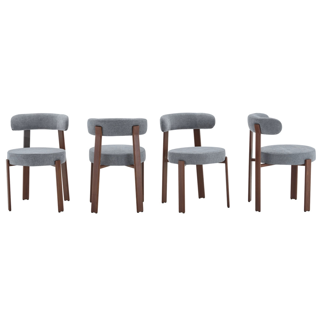 Sedia da Pranzo Moderna in Tessuto ¨C MINIMAL ¨C Set 4 Pezzi, Grigio, Schienale ad Arco