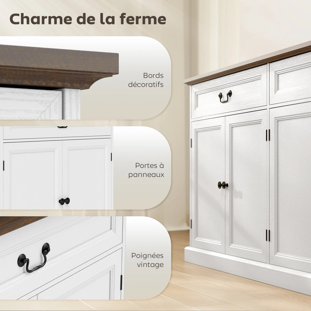 Credenza con 4 ante e 2 cassetti ¨C Xylo ¨C Legno bianco e marrone 140x40x85cm