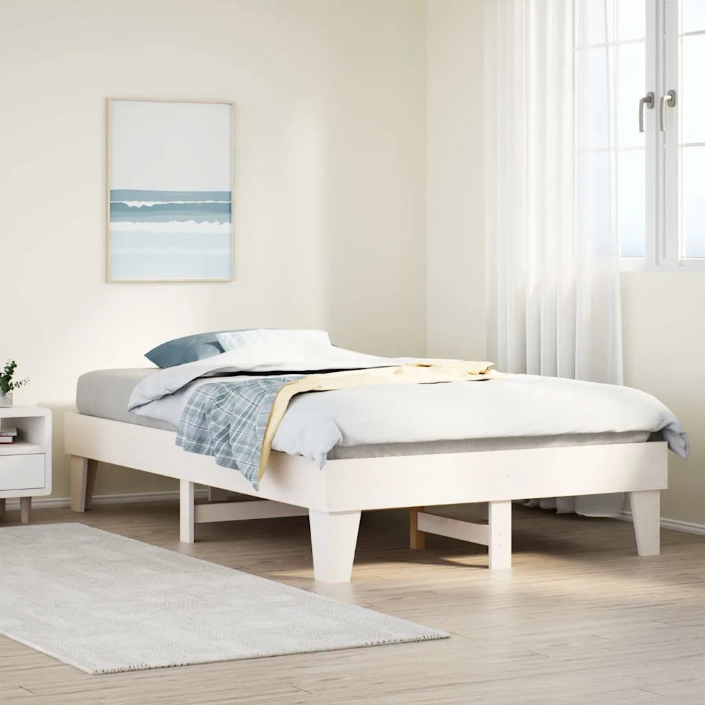 Letto senza Materasso-Struttura Letto Bianco 120x190 cm Legno Massello di Pino 689061