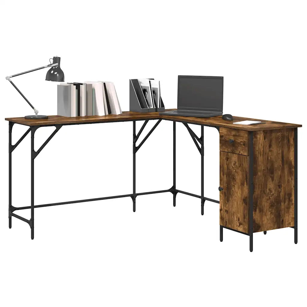 Scrivania Rovere Fumo 141x141x75 cm in Legno Multistrato 837599