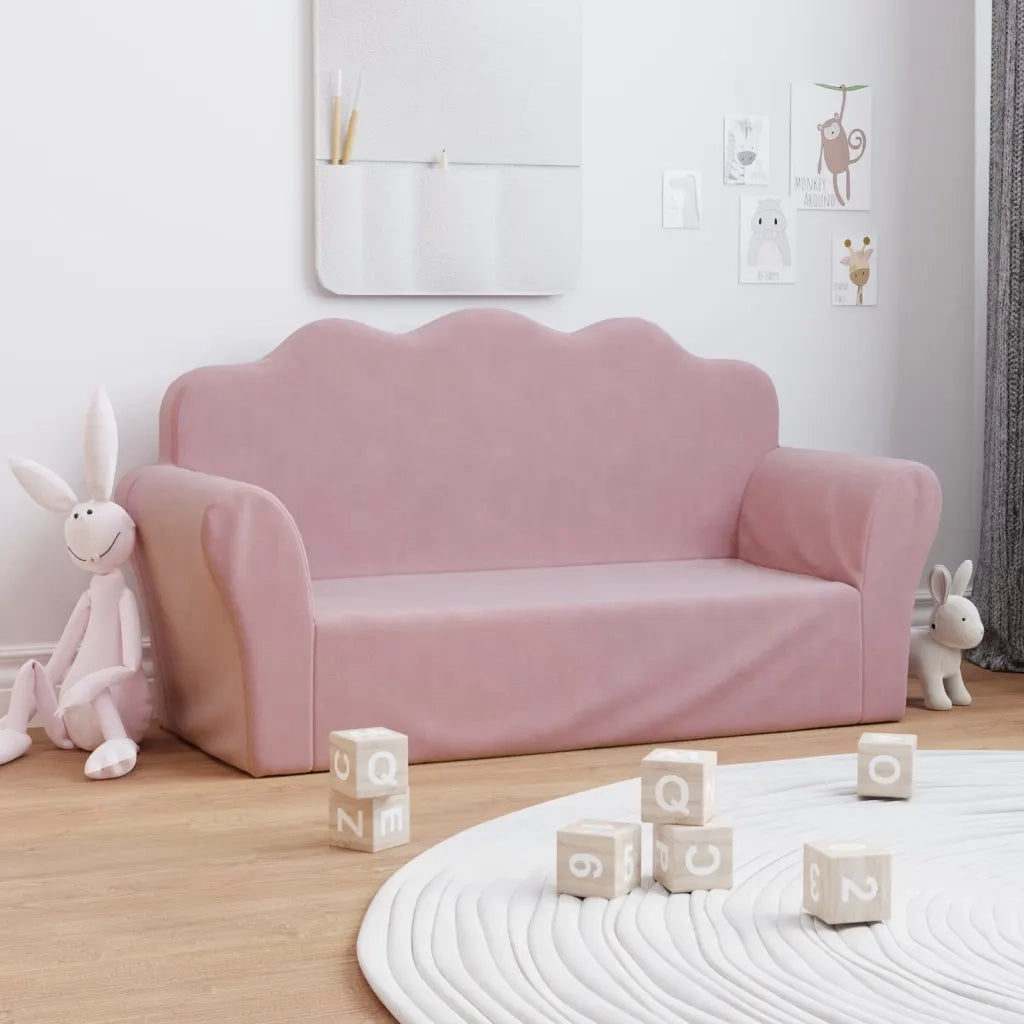 Divano per bambini a 2 Posti-Sofa-Divanetto rosa in morbido peluche 307241
