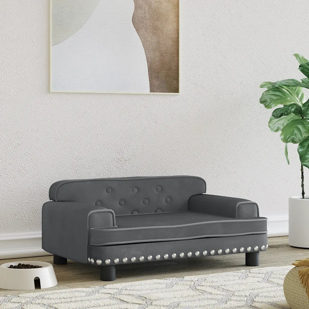 Lettino per Cani Grigio Scuro 70x45x30 cm in Velluto CFW7052154