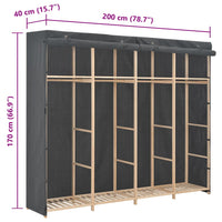 Armadio Grigio 200x40x170 cm in Tessuto cod mxl 73583