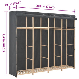 Armadio Grigio 200x40x170 cm in Tessuto cod mxl 73583