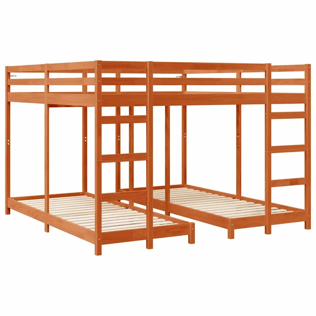 Struttura letto a castello triplo Marrone cerato 200 x 200 cm 3414560