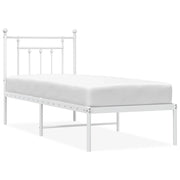 Letto singolo | Letto per adulti | Giroletto senza Materaso con Testiera Metallo Bianco 75x190 cm