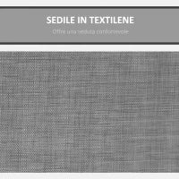 Dondolo 3 Posti da Giardino o Terrazzo con Tettuccio Regolabile e Tasche Portaoggetti Grigio Scuro 196x128x172cm
