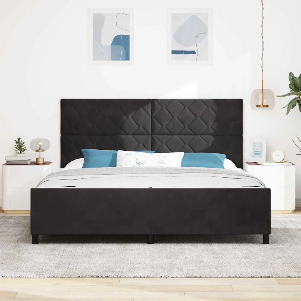 Letto a molle con testiera Nero 200 x 200 cm Velluto 3345031