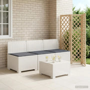Divano da esterno-Divano da Giardino 3 posti con cuscini in look rattan PP Bianco 191676