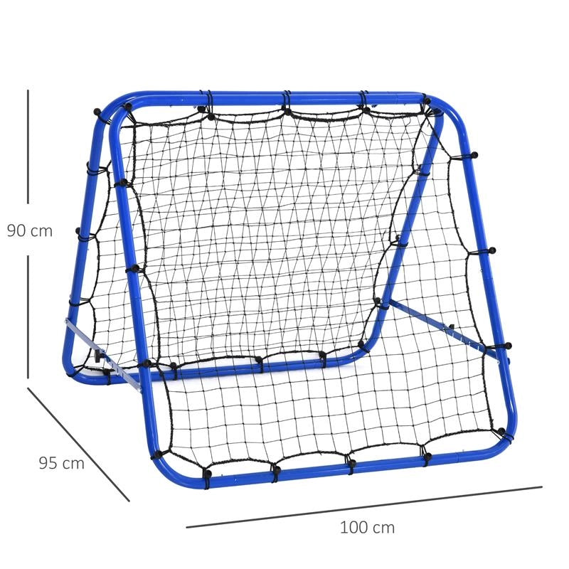 RETE DA CALCIO REBOUNDER PIEGHEVOLE CON ANGOLO REGOLABILE E PICCHETTI, 100X95X90 CM, BLU