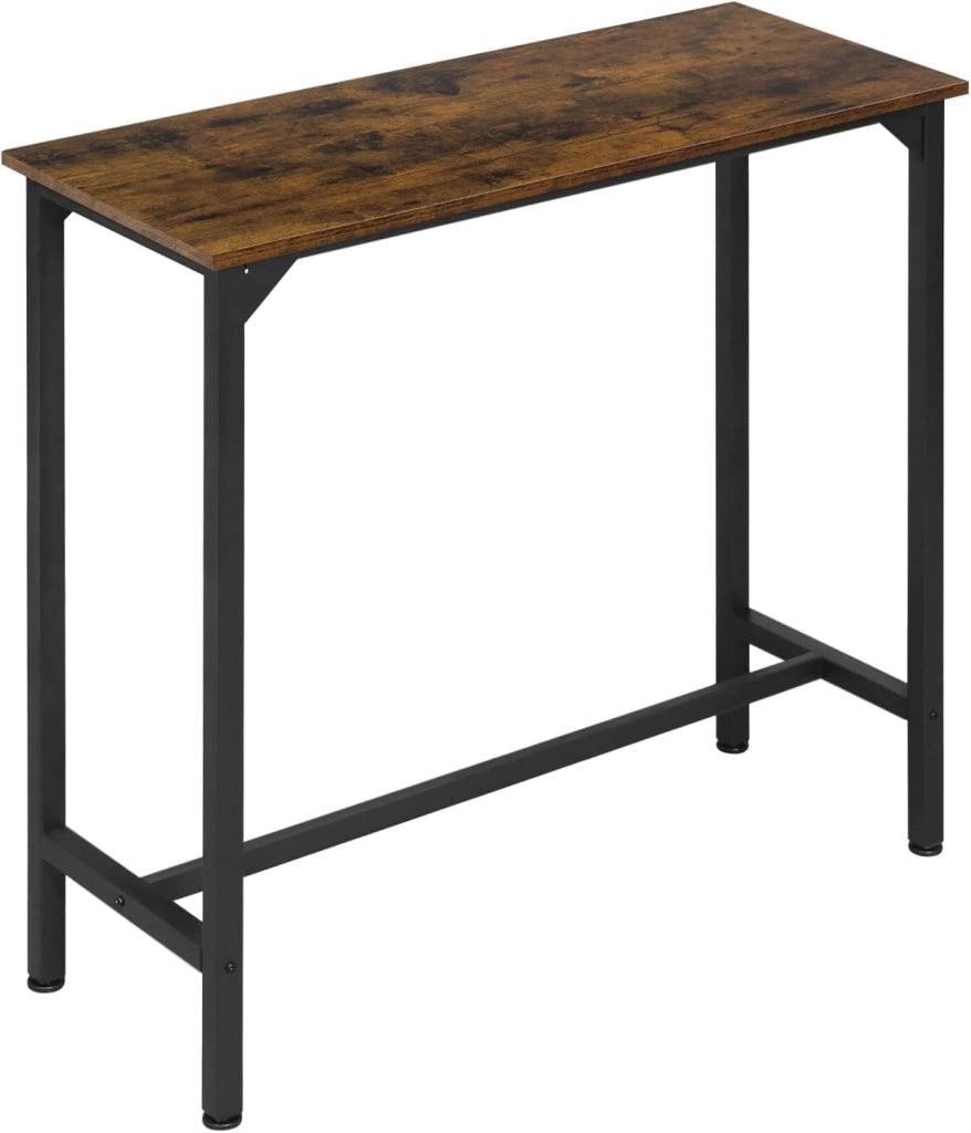 Tavolo da Bar Salvaspazio, Tavolo Alto da Cucina Stretto, bancone bar in Legno & Metallo per Home Bar Cucina, 100 x 40 x 100 cm, Rustico + Nero