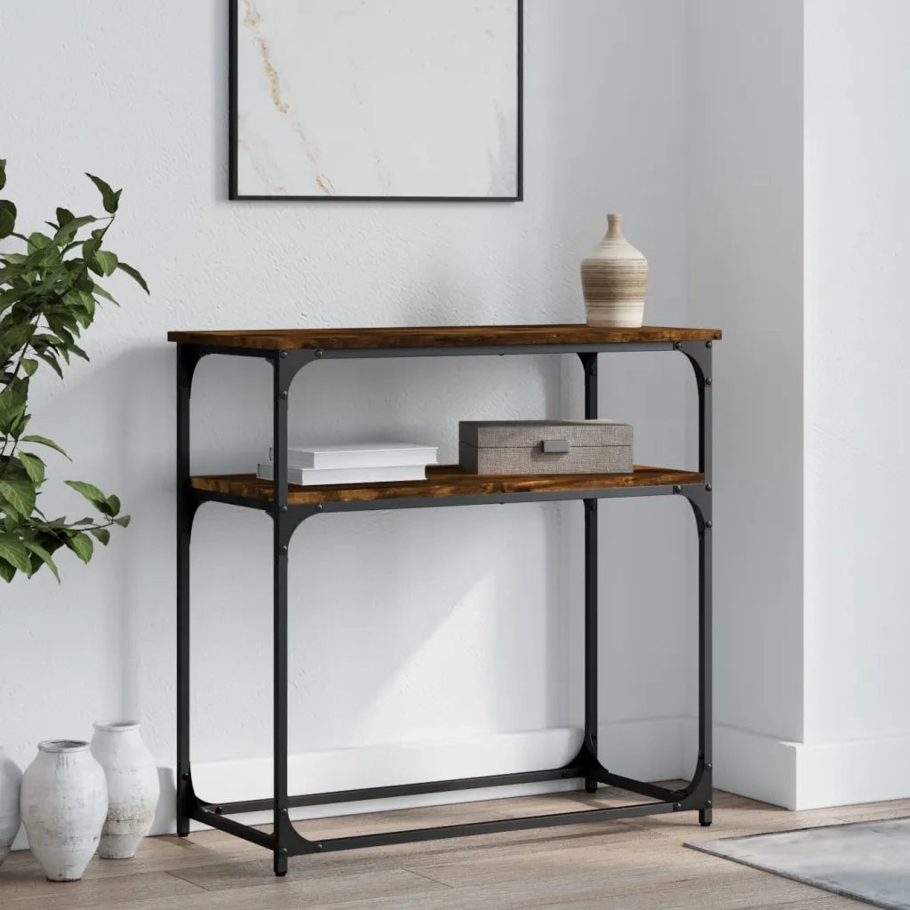 Tavolino Consolle | Tavolo d'Ingresso Rovere Fumo 75x35,5x75cm in Legno Multistrato