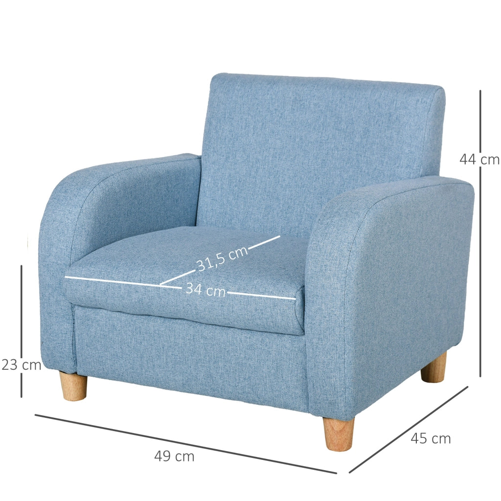 Poltrona Bambini Scandinava Lin Blu ¨C Xylo ¨C Imbottitura Alta Densit¨¤ Legno