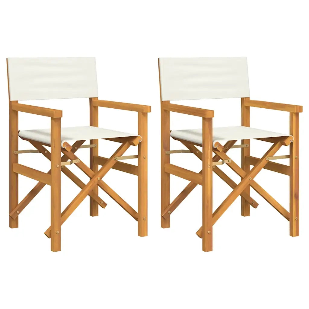 Sedie da Regista Pieghevoli 2 pz | Sedie da Esterno Crema Legno Massello di Teak