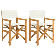 Sedie da Regista Pieghevoli 2 pz | Sedie da Esterno Crema Legno Massello di Teak