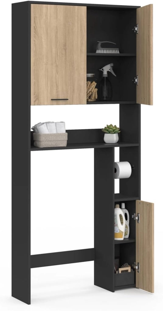 Scaffale WALLIS in legno di faggio con piano nero