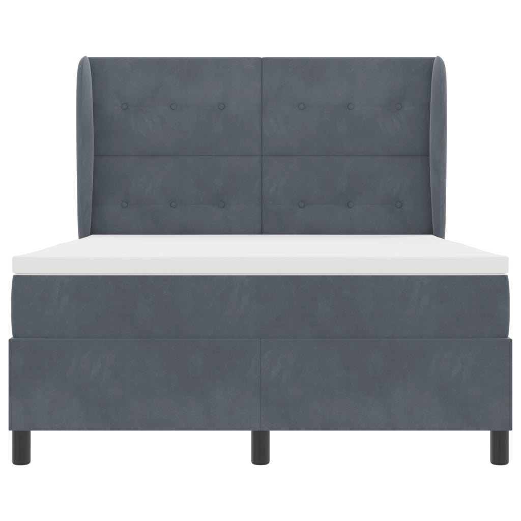 Letto a Box Spring con Materasso Grigio Scuro 160x200 cm Velluto