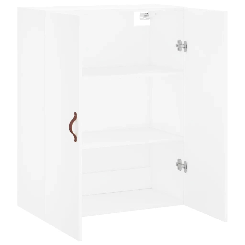 Mobiletto a muro in legno composito bianco 69,5 x 34 x 90 cm pratico dal design elegante contenitivo 02_0048566