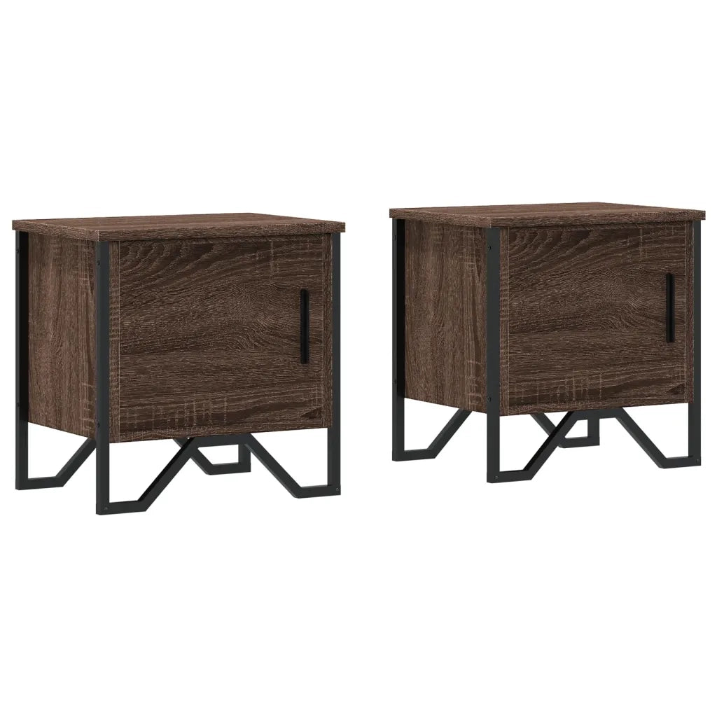 Set di 2 Comodini | Armadio da Notte | Mobiletto da notte Rovere Marrone 40x30x40 cm in Truciolato