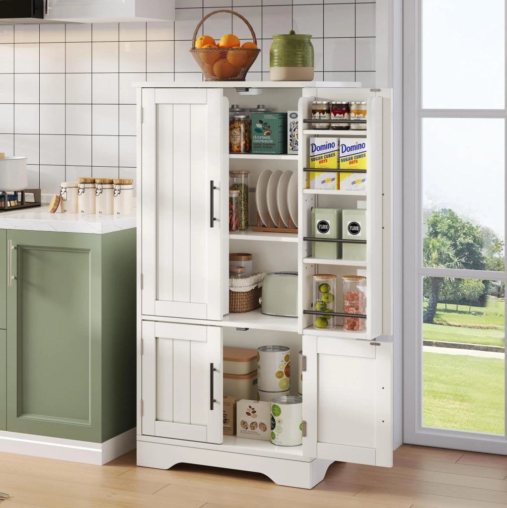 Mobile alto da cucina 120x60x40 cm in MDF bianco con LED a sensore, modulare