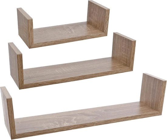 Set di 3 Pannelli di Parete Decorativi a U in Legno di Quercia - Decorazione di Parete Decorativa