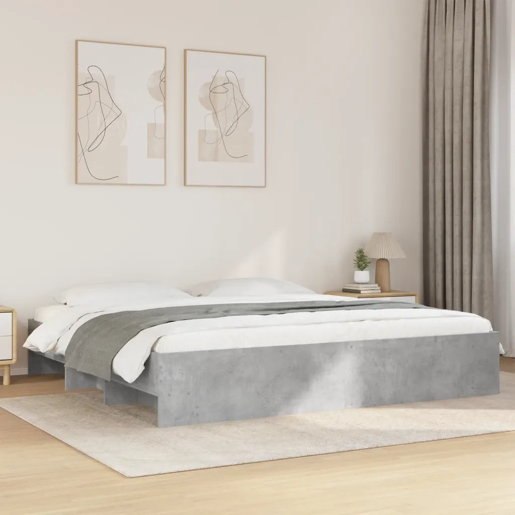 Giroletto-Struttura Letto Grigio Cemento 200x200 cm in Legno Multistrato 108768