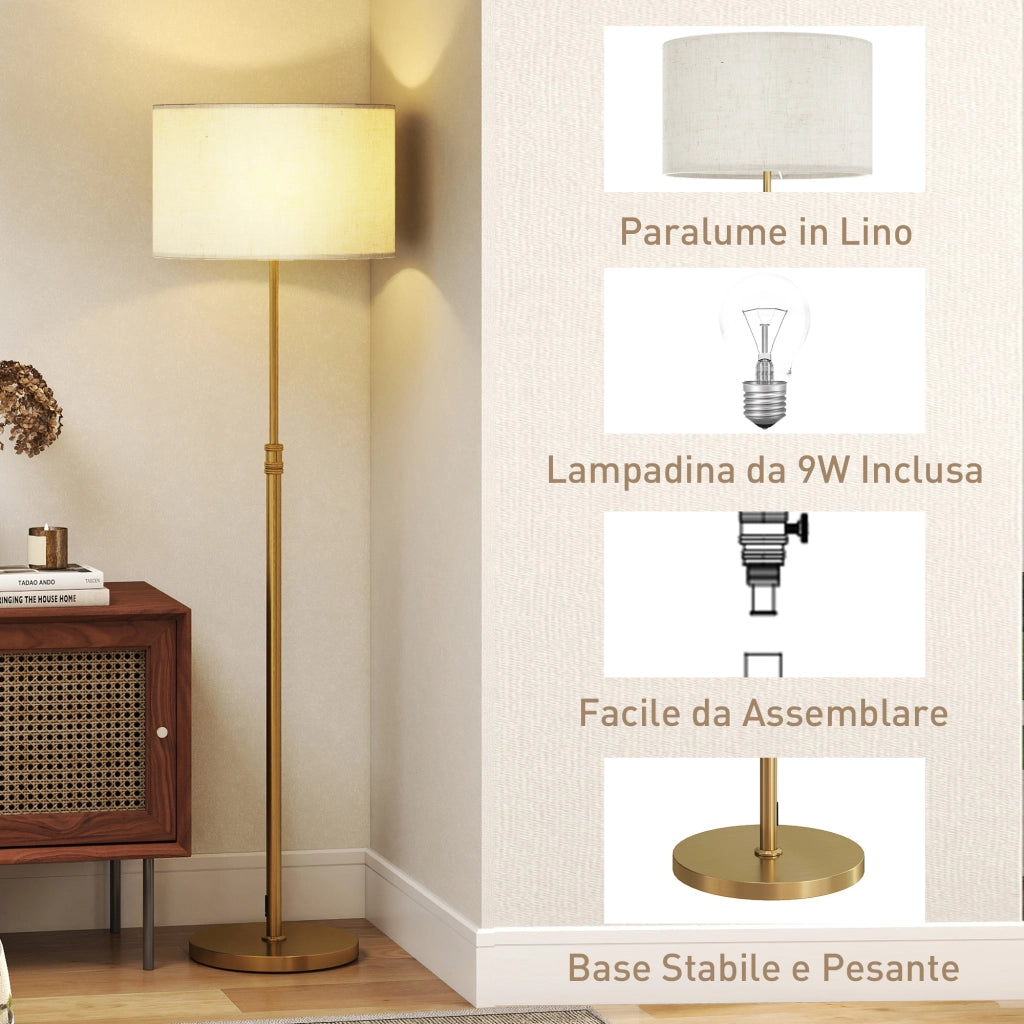 Lampada da Terra con Telecomando e Luminosit¨¤ Regolabile ¨C zephmum ¨C Oro, Tessuto, 3000K-6000K