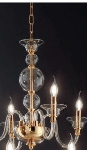 LUME GRANDE TEBE TRASPARENTE  E ORO 1 LUCE ATTACCO E27 D.35CM