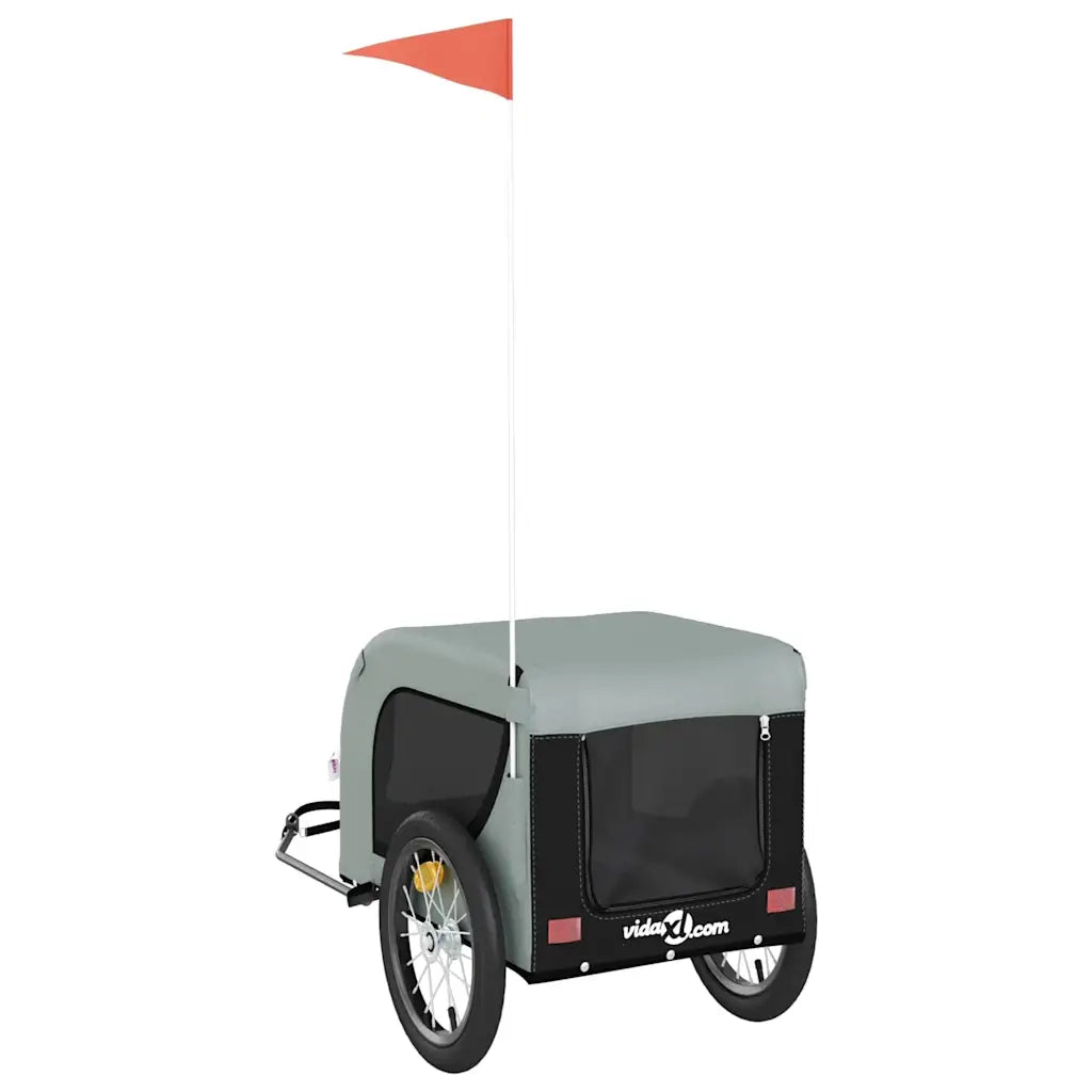 Rimorchio da Bici per Animali Grigio e Nero Oxford e Ferro CFW5263781
