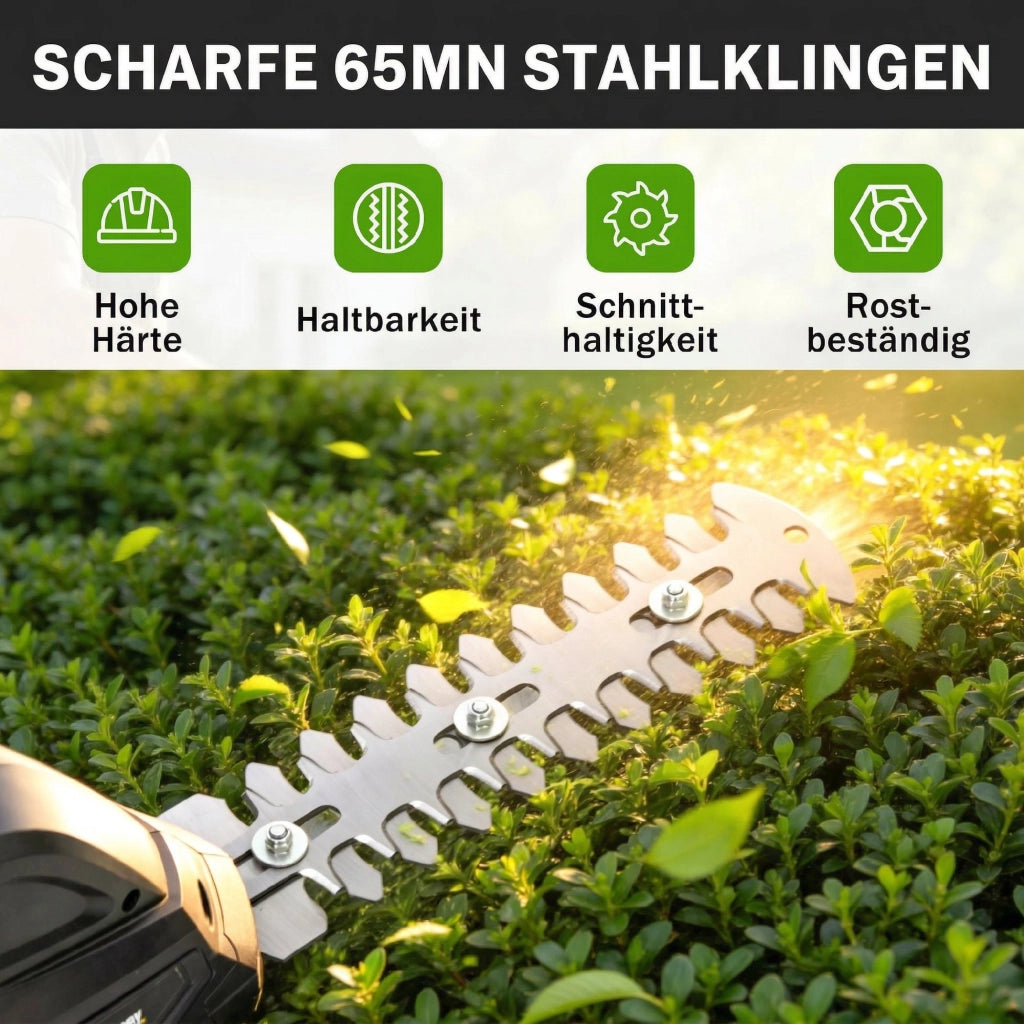 Tosaerba per Siepi Elettrico 2 in 1 ¨C zephmum ¨C 2 Lame, 2 Batterie 7.2V 2.0Ah, Nero