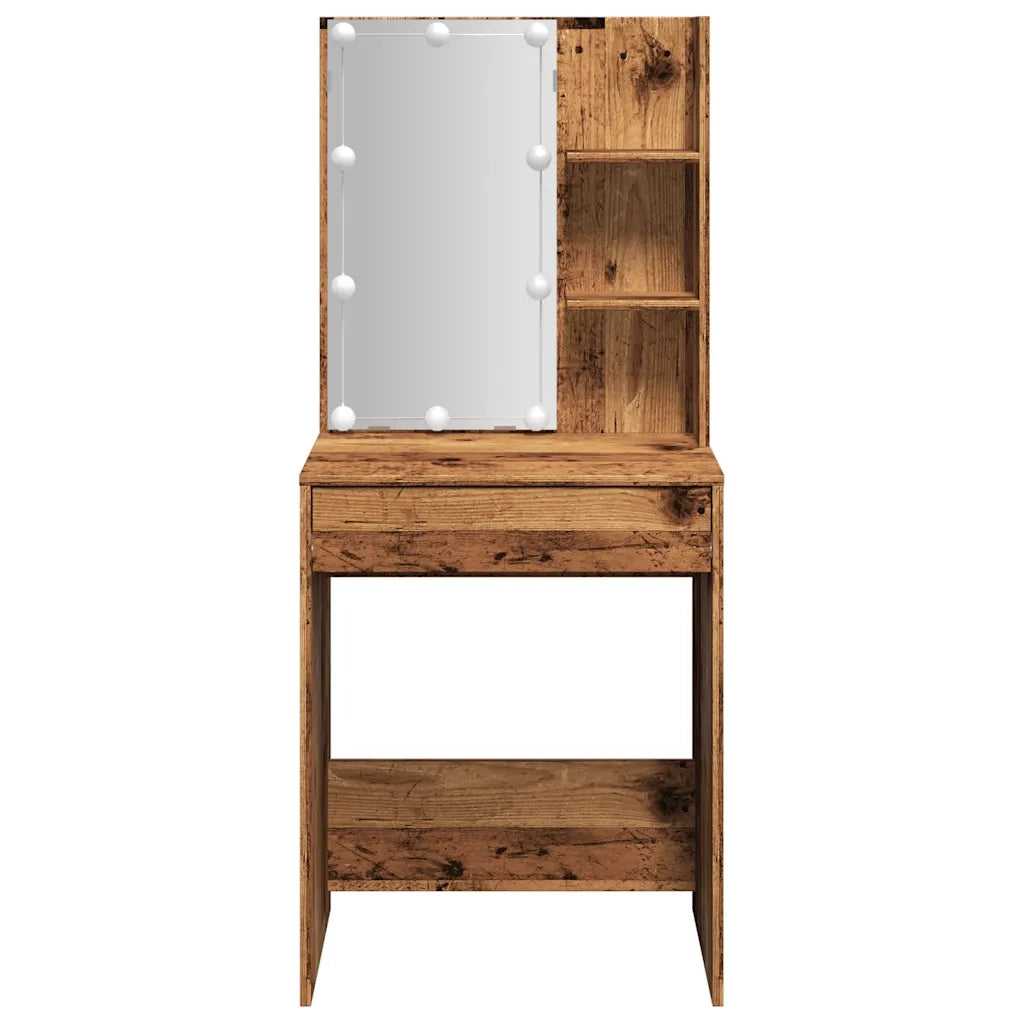 vidaXL Toeletta con LED Legno Antico 60x40x140 cm