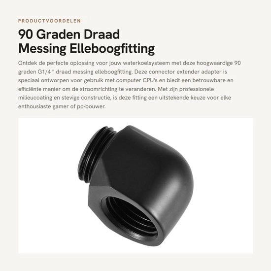 Adattatore di estensione per connettori - 90 Gradi - Fitting a goccia in rame - Ideale per sistemi di raffreddamento acqua - G1/4 '' - Alta qualità -