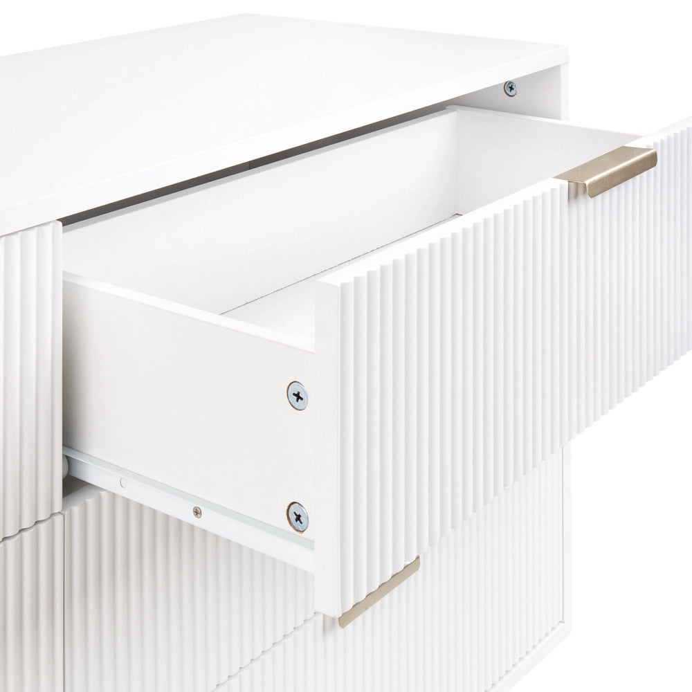 Cassettiera in MDF bianco 2 cassetti Gambe in metallo e maniglie stile classico