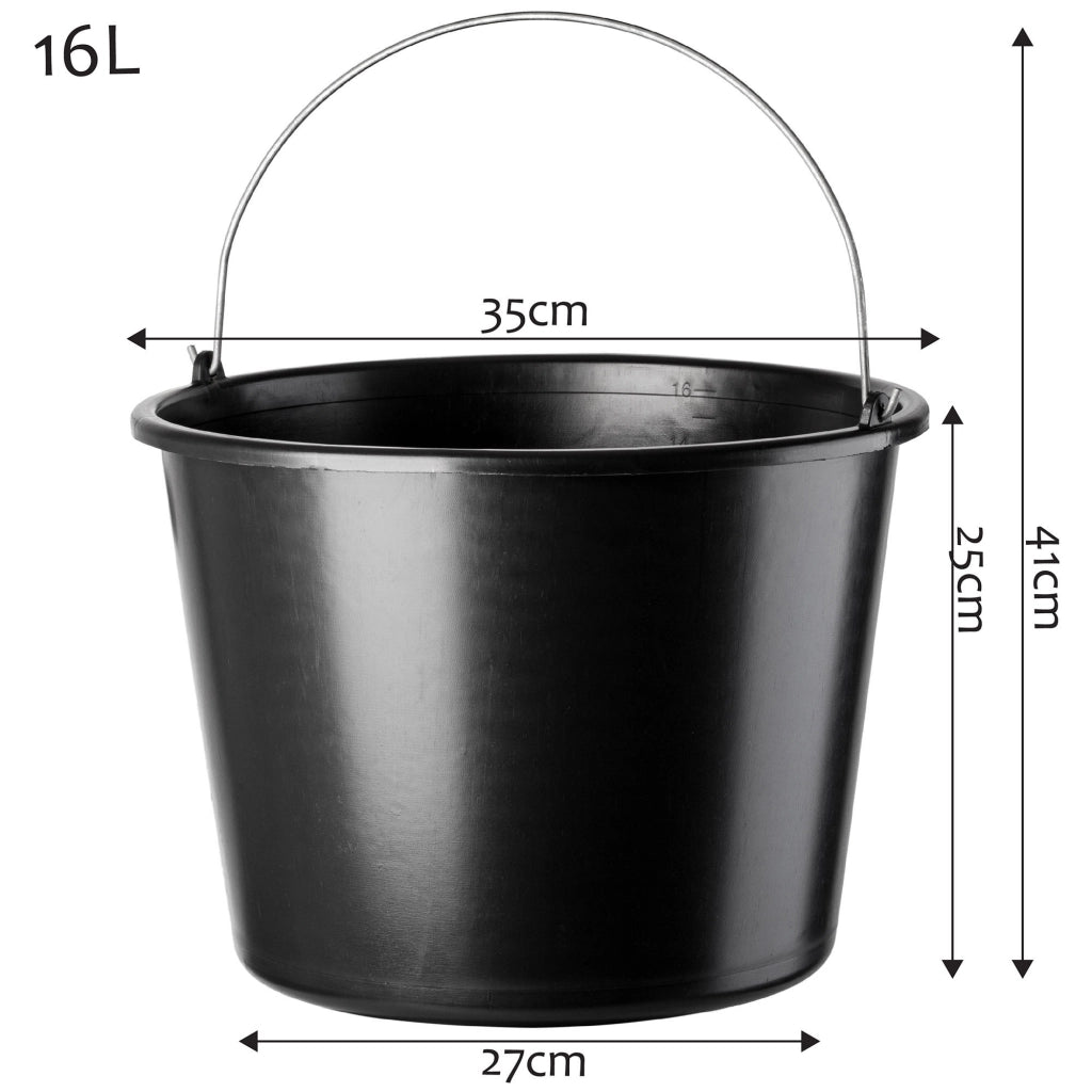 Secchio da costruzione KADAX da 16 litri, secchi in plastica resistenti per uso domestico e giardinaggio, confezione da 3 pezzi.
