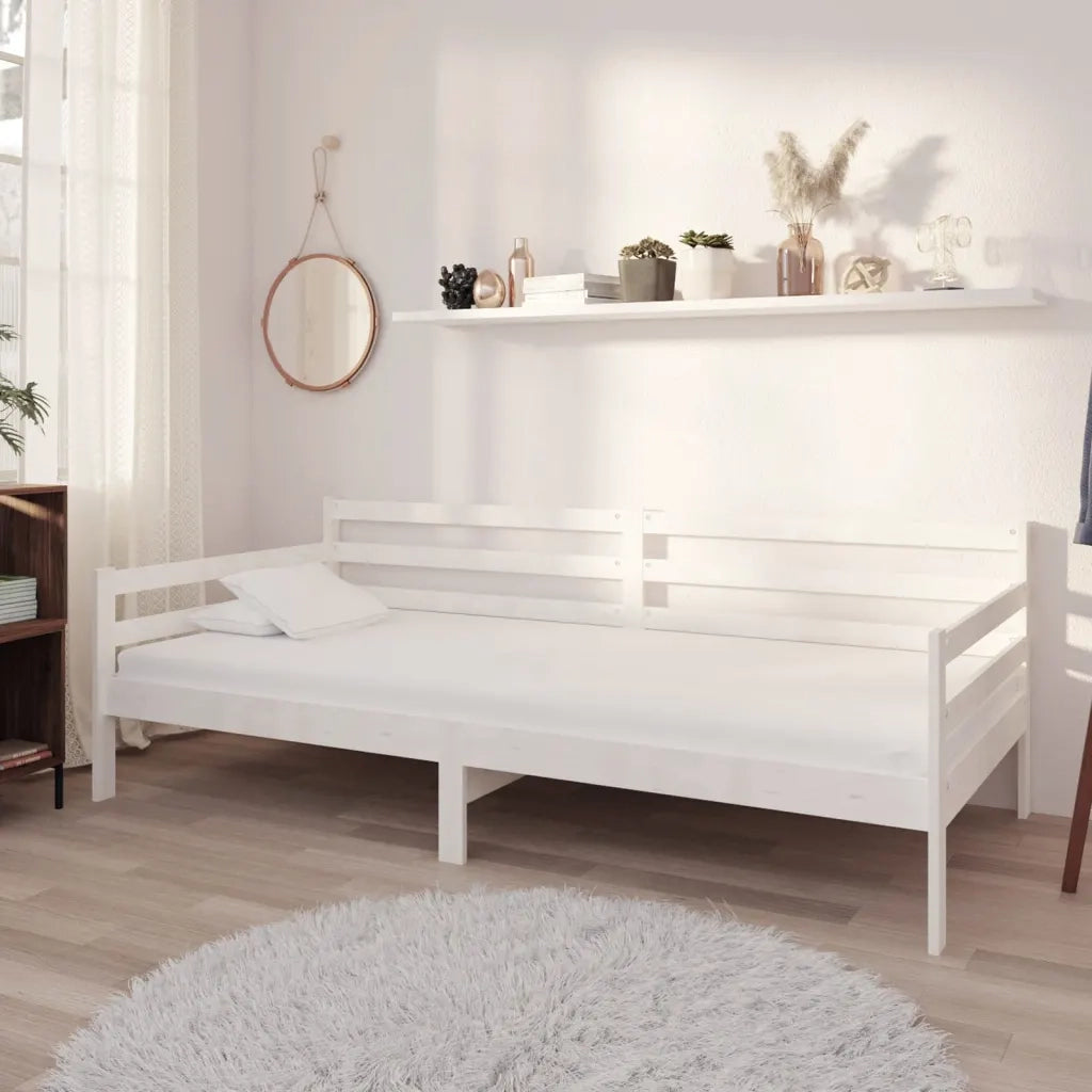 Divano letto | Sof¨¤ letto | Letto singolo con Materasso 90x200 cm Bianco in Legno di Pino