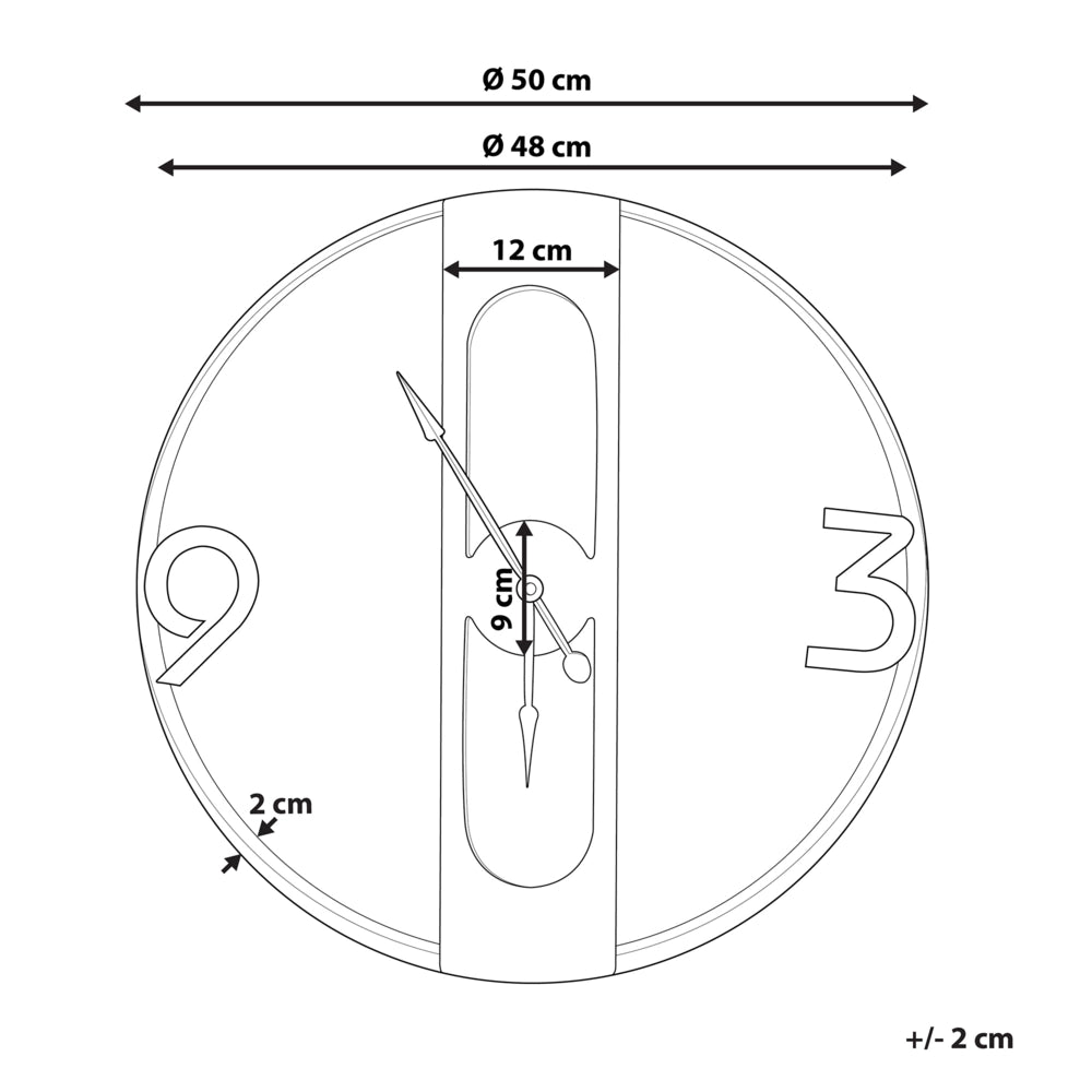 Orologio da Parete Marrone MDF ø 50 cm Effetto Legno Rustico Interni Cucina Camera da Letto Soggiorno