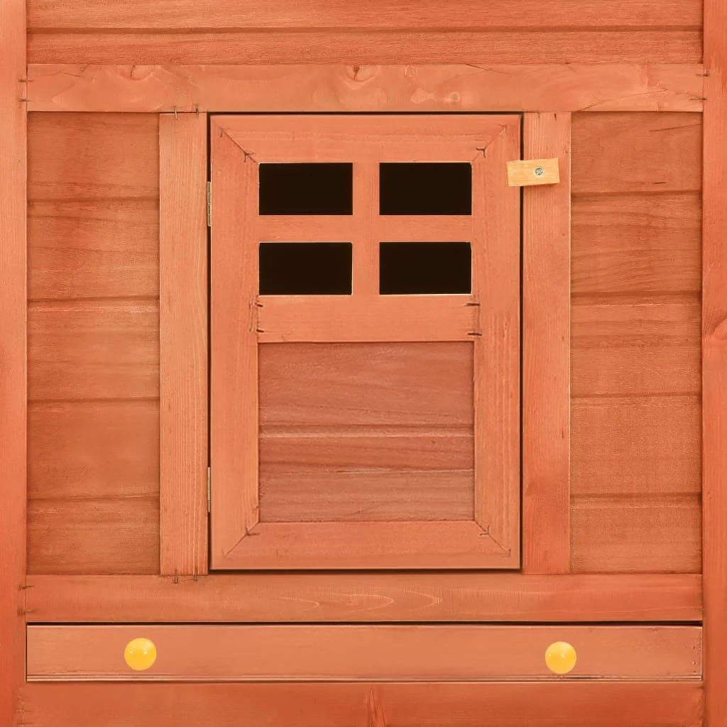 Conigliera da esterno con recinto 250 x 192 x 105 cm legno massello di abete marrone 02_0000596