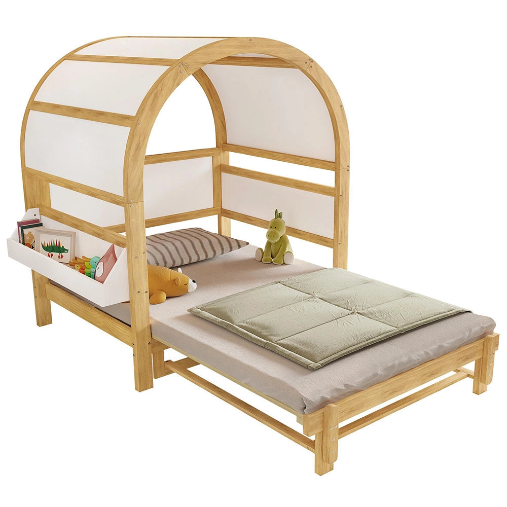 Letto a scomparsa-Xylo-140x200cm banchina tetto arrotondato pino+MDF
