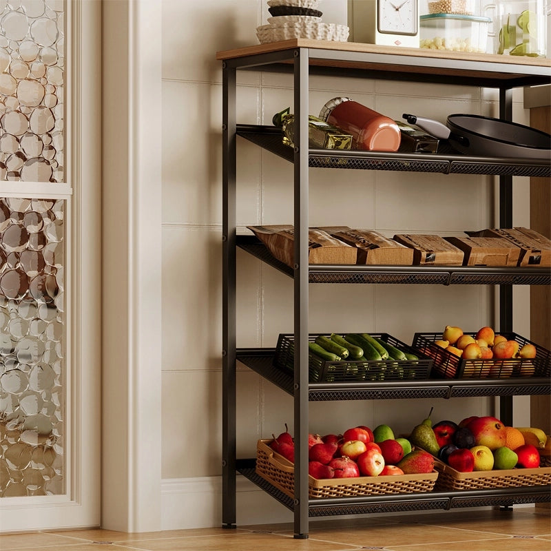Scaffale mobile da cucina marrone chiaro industriale legno retrò mensola loft 75 cm