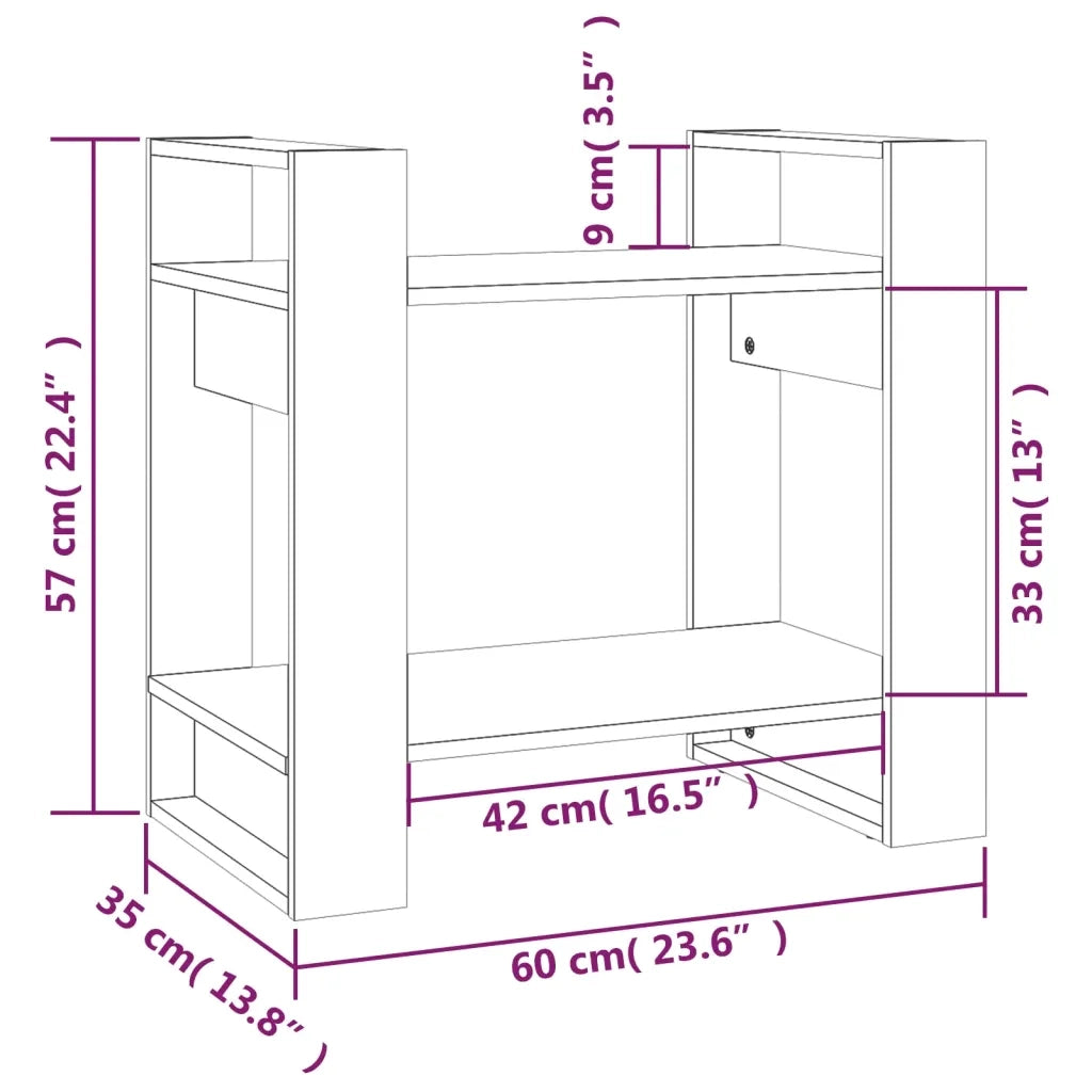 Libreria Divisorio-Scaffale per Libri-Mobile di Stoccaggio 60x35x57 cm in Legno Massello di Pino