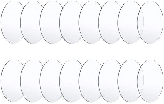 Set di 16 dischi acrilici rotondi trasparenti 0.2 cm di spessore per cornici fotografiche, quadri, artigianato, scrapbooking - Ø 7.5 cm.