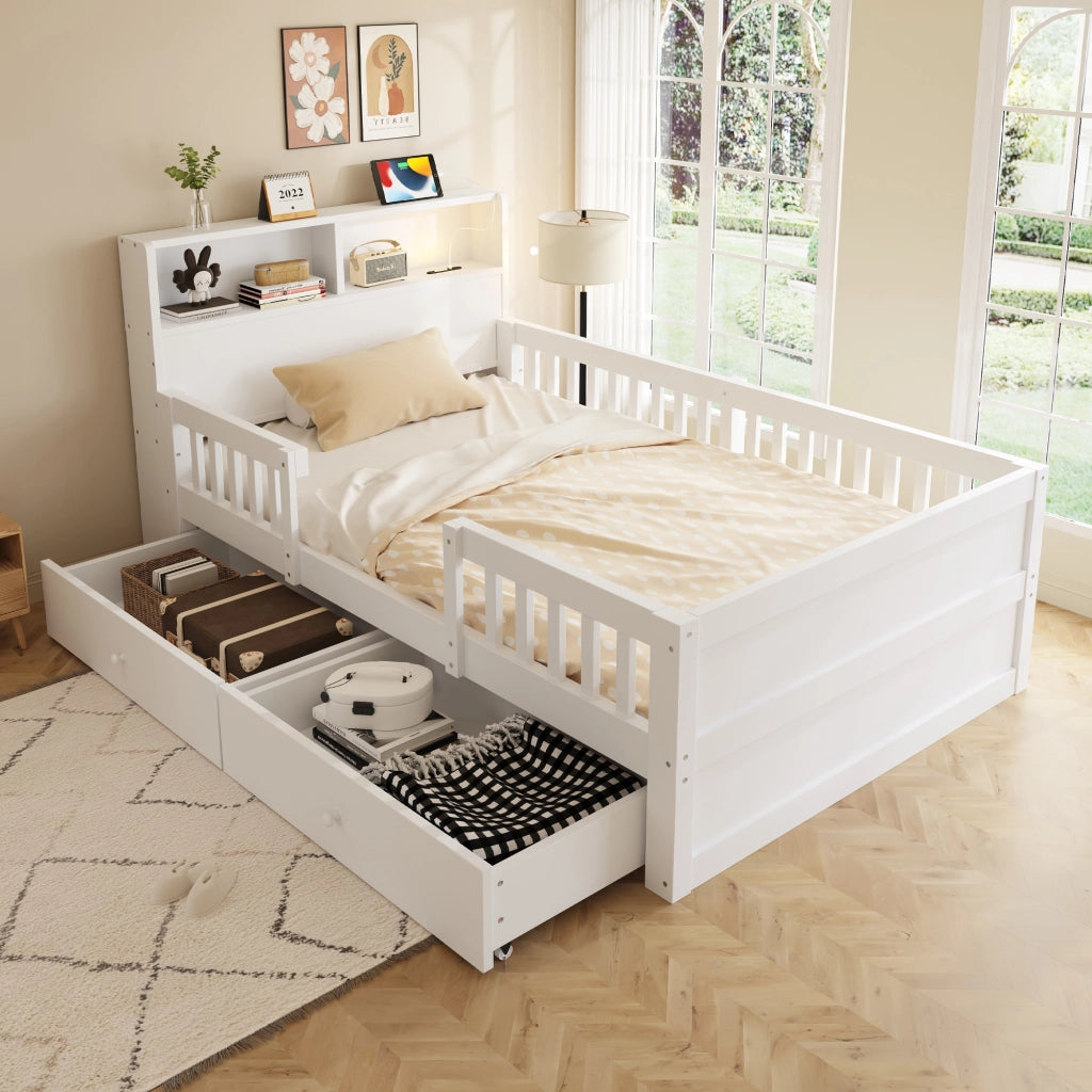 LETTO multifunzione 90x190 cm bianco in legno di pino