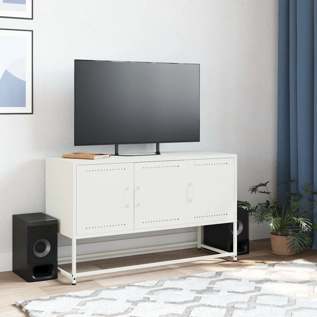 Mobile TV Bianco 100,5x39x60,5 cm in Acciaio