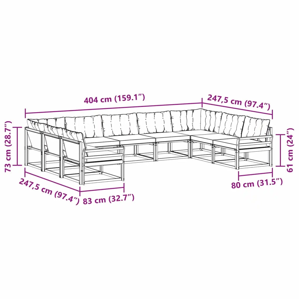 Set di divani da esterno con cuscino 9 pcs Bianco e Crema