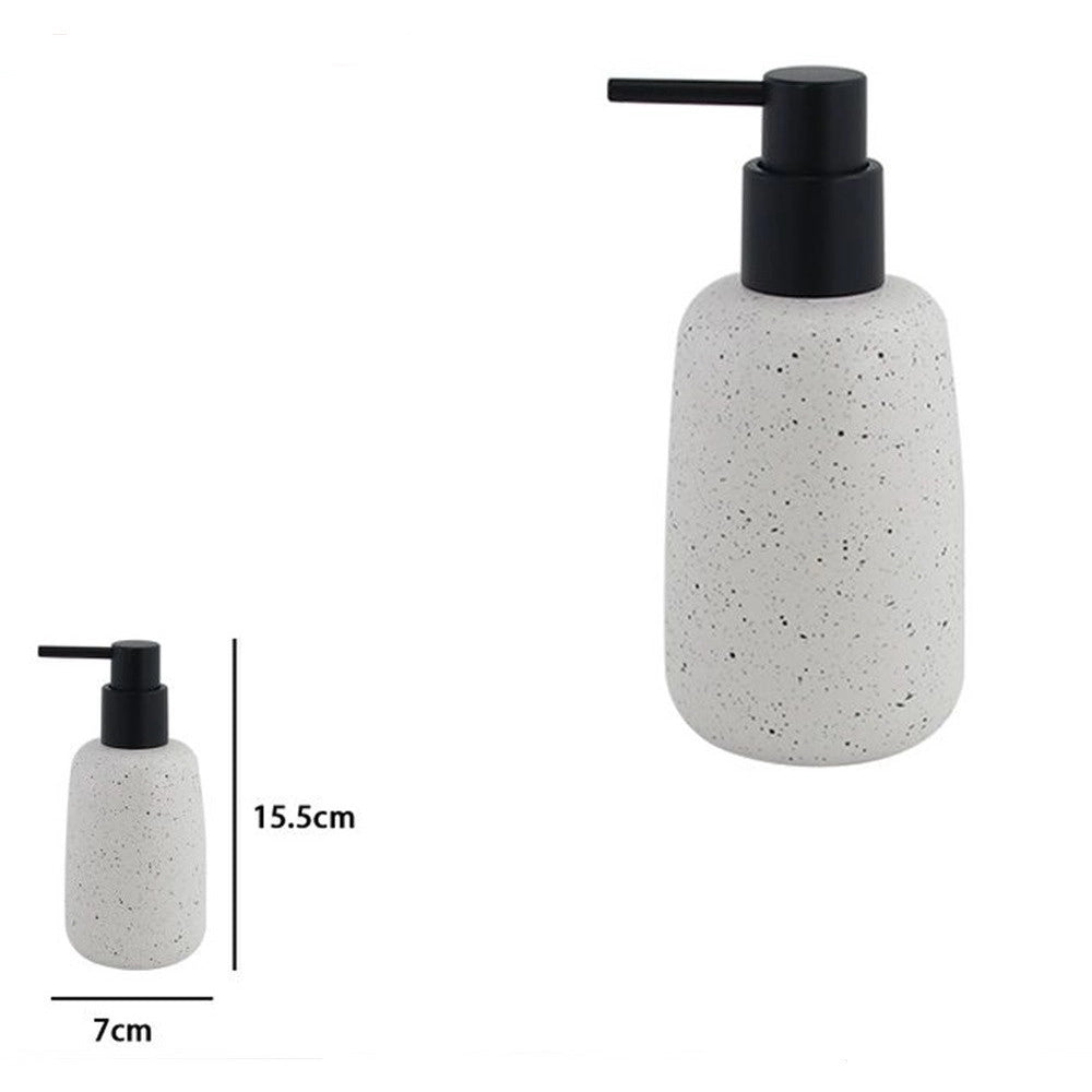 Trade Shop - Dispenser Porta Sapone Liquido In Ceramica Bianco Effetto Pietra Granito Bagno 87805 -