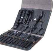 Set di Manicure e Pedicure - 16-in-1 Taglieri unghie in Acciaio Inossidabile - Borsa di Pelle Luxe (Nero)