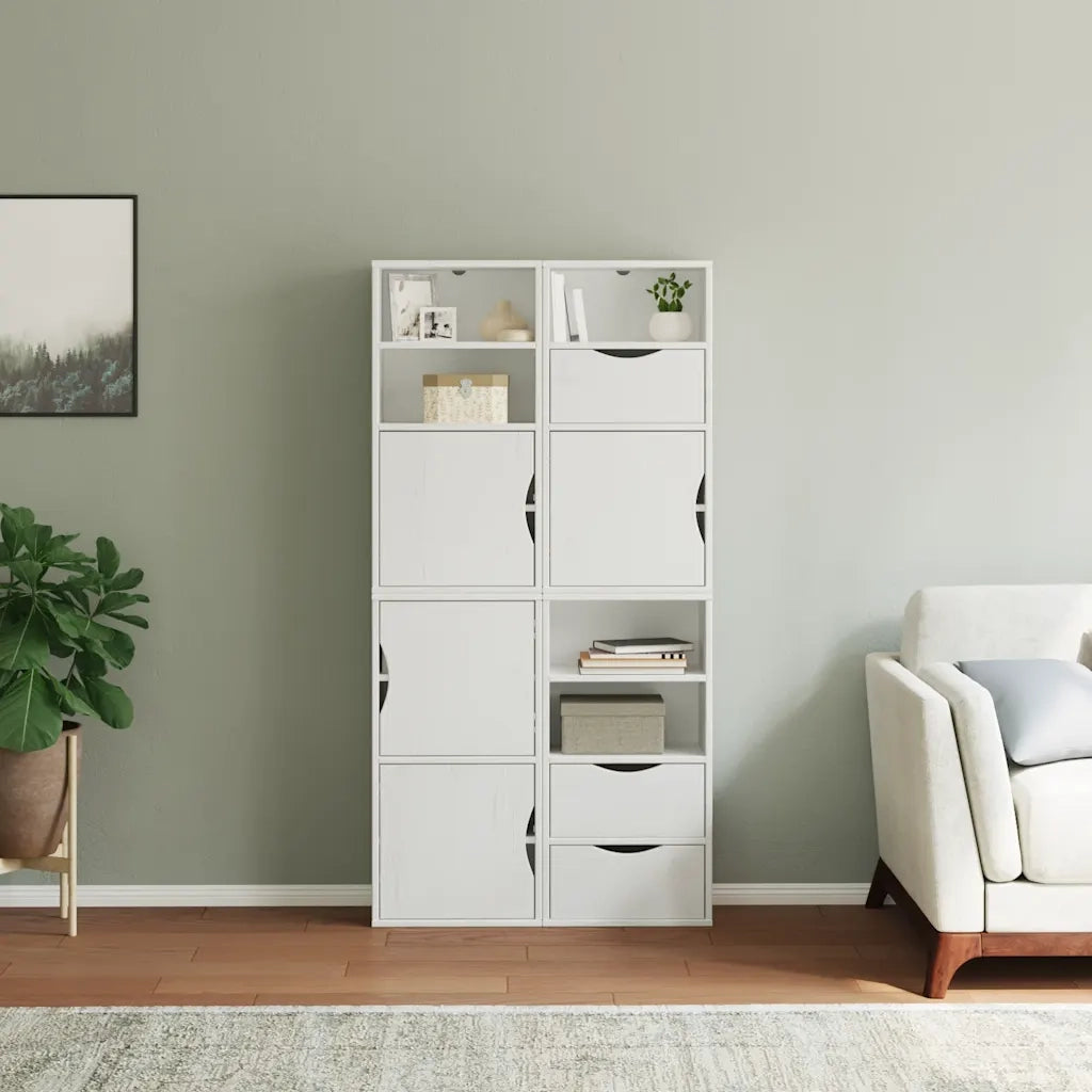 Armadietti Laterali 4 pz ODDA Bianco 40x24x79 cm Legno di Pino 3365351
