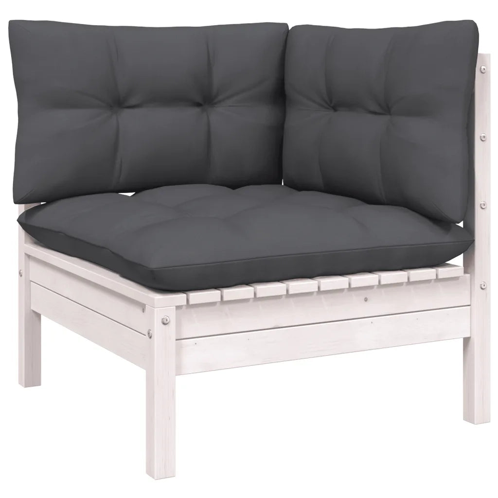 Set Divani da Giardino 6 pz con Cuscini Bianchi Legno di Pino cod mxl 44785